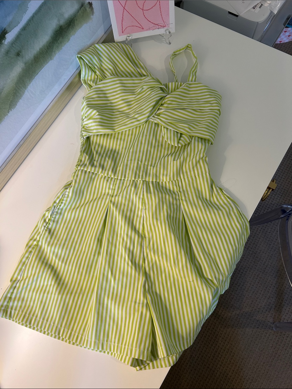 Habitual Girls' Lime Green Stripe One-Piece Romper
